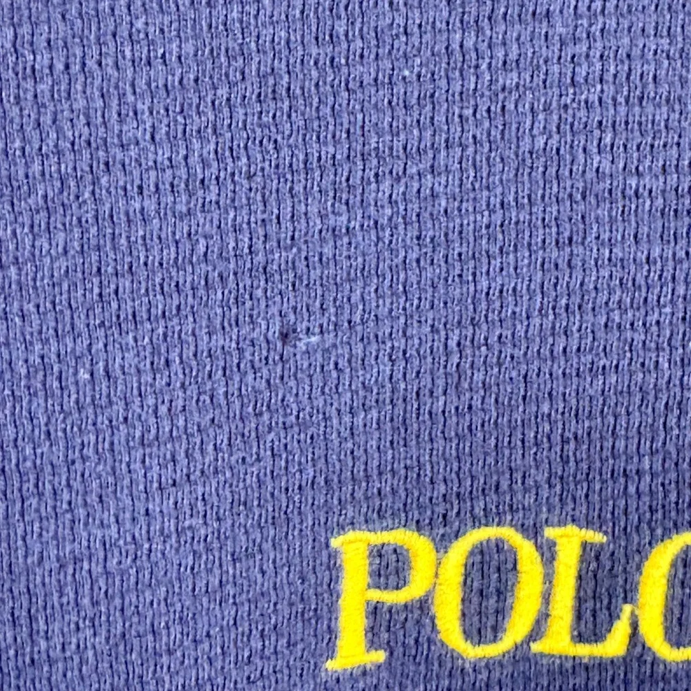 Polo Ralph Lauren Mens Colorblock Thermal Waffle Knit Shirt Navy Yellow Large